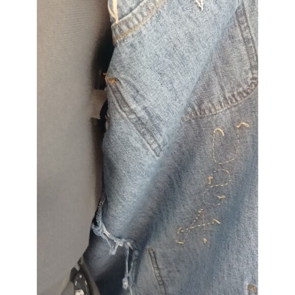 Cabin Creek Denim Chore Coat Womens Medium Americana Stars Hearts Red,White,Blue - Picture 4 of 12